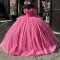 Watermelon Red Quinceanera Dresses Off Shoulder Ball Gown Vestido De 15