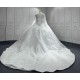 2024 Custom Lace Wedding Dresses Scoop Neck Applique Long Sleeves Sweep Train Ball Gown Bridal Dress Vestido De Noiva