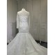 2024 Elegant Wedding Dresses Long Sleeves Lace Up Back Sequin Bridal Gowns High Neck robe de mariee