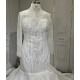 2024 Elegant Wedding Dresses Long Sleeves Lace Up Back Sequin Bridal Gowns High Neck robe de mariee