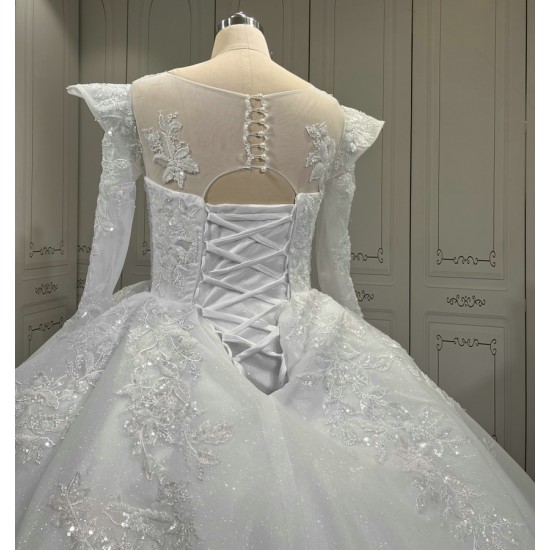 2024 Lace Applique Long Sleeves Plus Size Vestidos De Novia Ball Gown Wedding Dresses Bridal Gowns