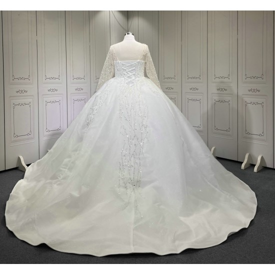 2024 Long Sleeve Ball Gown Sequin Bridal Dress Sweetheart Wedding Dresses Robe de Mariage