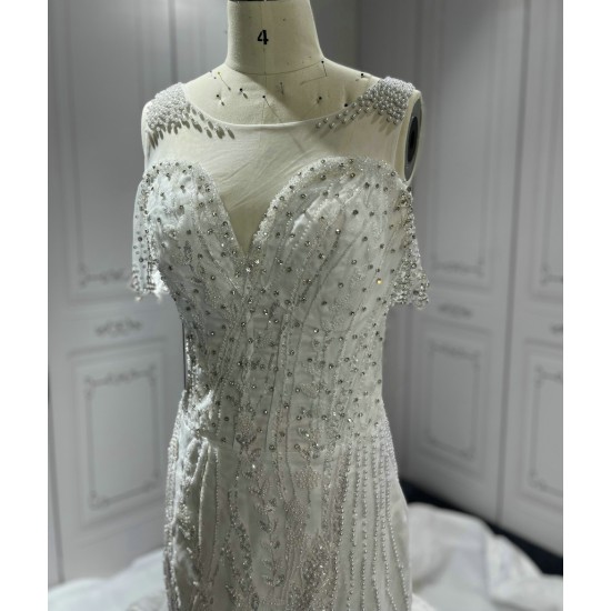 2024 New Arrival Africa Wedding Dress Sleeveless Beading Bridal Gowns Custom Made Mermaid Dress