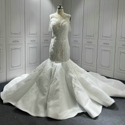 2024 New Arrival Africa Wedding Dress Sleeveless Beading Bridal Gowns Custom Made Mermaid Dress