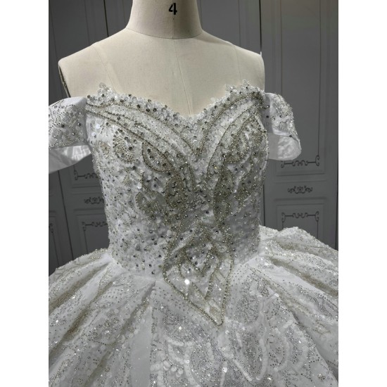 2024 New Wedding Dresses Off The Shoulder Sweetheart Neck Bridal Dress Sequin Princess Dress