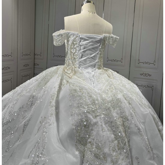 2024 New Wedding Dresses Off The Shoulder Sweetheart Neck Bridal Dress Sequin Princess Dress