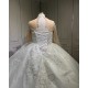 2024 New White Ball Gown Wedding Dresses Long Sleeve Lace Appliques High Neck Bridal Gowns