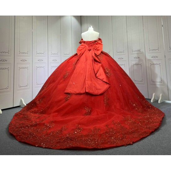 2024 Red Quinceanera Dresses Princess Ball Gown Lace Appliques Sweetheart Girls Sweet 15 Vestidos De 15 Anos