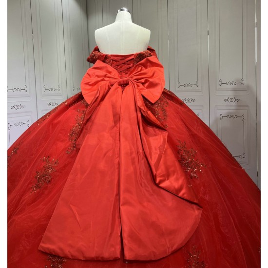 2024 Red Quinceanera Dresses Princess Ball Gown Lace Appliques Sweetheart Girls Sweet 15 Vestidos De 15 Anos