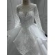 2024 Vintage White Long Sleeve Wedding Dress Sequin Women Bridal Dresses Black Girl Women Dress