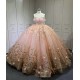 2025 Pink Off Shoulder Ball Gown Quinceanera Dresses Beading Crystal Lace Appliques Tull Sweet 16 15 Birthday Vestido De 15 Anos