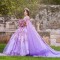 Lavender Quinceanera Dress V Neck Vestidos De 15 Anos With Cape 