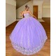 3D Flower Applique Lilac Quinceanera Dress 2024 Ball Gown Corset Mexican Sweet 16 Vestido De 15 Anos With Cape