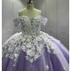 3D Flowers Lavender Quinceanera Dresses for Girls Sweet 15 Gowns Appliques Off Shoulder Vestido De 15 Anos Customised