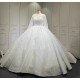 African Elegant Wedding Dresses Long Sleeve Lace Applique Sweep Train Beaded Bridal Gowns