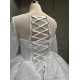 African Elegant Wedding Dresses Long Sleeve Lace Applique Sweep Train Beaded Bridal Gowns