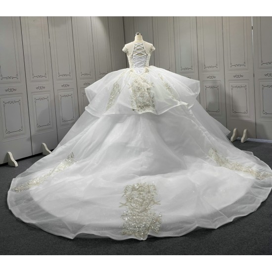 Ball Gown Sequin Wedding Dress Cape Sleeve Briadl Gowns Women Vestidos De Novia