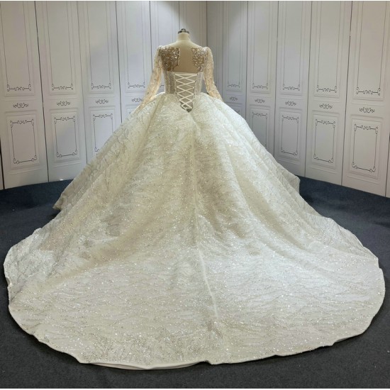 Ball Gown long Sleeve Wedding Dresses Sequin Bridal Gowns Beading Vestido De Novias