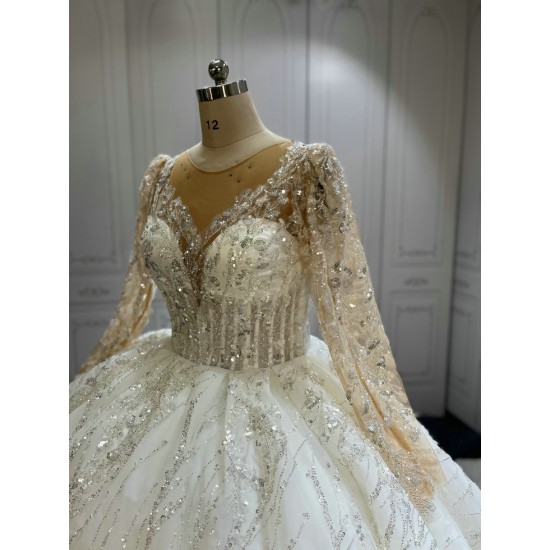 Ball Gown long Sleeve Wedding Dresses Sequin Bridal Gowns Beading Vestido De Novias