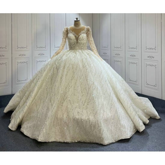 Ball Gown long Sleeve Wedding Dresses Sequin Bridal Gowns Beading Vestido De Novias