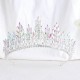 Baroque Blue Crystal Pageant Prom Diadem Bride Headbands Wedding Hair Accessories Rhinestone Geometric Bridal Tiaras Crown 