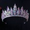 Baroque Blue Crystal Pageant Prom Diadem Bride Headbands Wedding Hair Accessories Rhinestone Geometric Bridal Tiaras Crown 