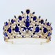 Baroque Bridal Headwear Blue Women Wedding Dress Crown Big Crystal Tiaras Miss Universe Pageant Hair Accessories Diadem Jewelry