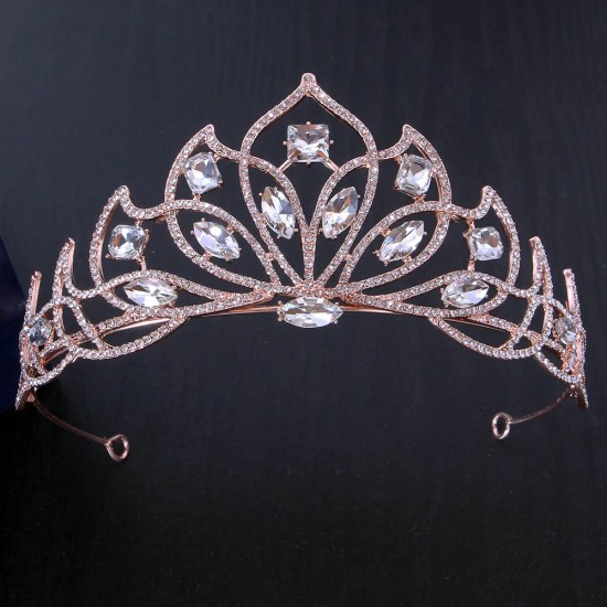 Baroque Bridal Headwear Women Wedding Dress Flower Crown Big Crystal Tiaras Miss Universe Pageant Hair Accessories Diadem Jewelr