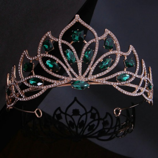 Baroque Bridal Headwear Women Wedding Dress Flower Crown Big Crystal Tiaras Miss Universe Pageant Hair Accessories Diadem Jewelr