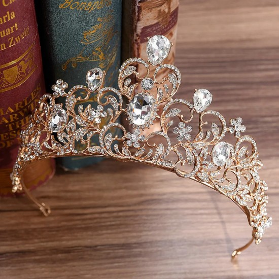 Baroque Crystal Pageant Prom Diadem Luxury Rhinestone Bridal Tiaras Crown Bride Headband Wedding Party Birthday Hair Accessories