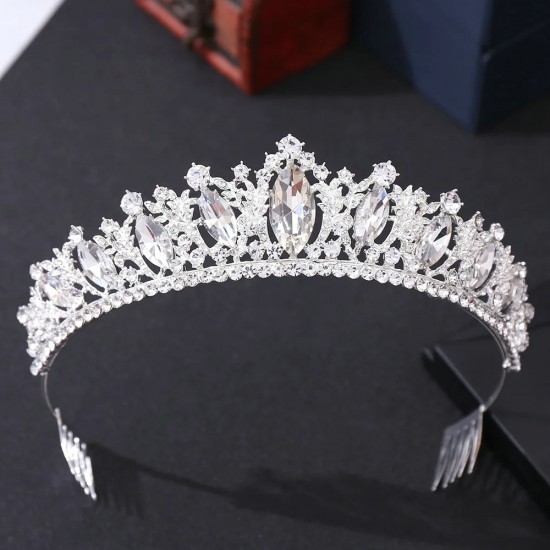 Baroque Gold Color Red Crystal Tiaras And Crowns Rhinestone Bridal Diadem Crown Tiara For Women Wedding Hair Accessories Jewelry