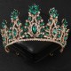 Baroque Green Crystal Tiaras And Crowns Rhinestone Prom Bridal Wedding Hair Accessories Jewelr Crown Tiara For Women Bride Queen