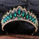 Baroque Green Crystal Tiaras And Crowns Rhinestone Prom Bridal Wedding Hair Accessories Jewelr Crown Tiara For Women Bride Queen