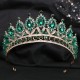 Baroque Green Crystal Tiaras And Crowns Rhinestone Prom Bridal Wedding Hair Accessories Jewelr Crown Tiara For Women Bride Queen