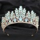 Baroque Green Opal Crystal Bridal Crowns Wedding Headband Tiaras Hair Jewelry Accessories Women Rhinestone Headwear Queen Diadem