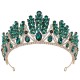 Baroque Green Wedding Headband Crystal Bridal Crown Tiaras Party Hair Jewelry Accessories Women Rhinestone Headwear Queen Diadem