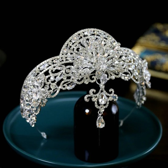 Baroque Luxury Princess Queen Crown for Girls Rhinestone Tiara Pearl Headband For Birthday Wedding Party Accessories Jewelr Gift