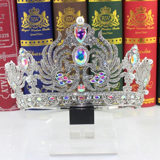 Baroque Luxury Purple Crystal Crown Hair Accessories Tiara Women Party Rhinestone Bridal Crown Hair Jewelry Diadems Headdress