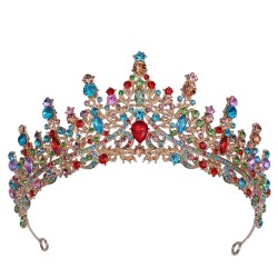 Baroque Multicolor Crystal Bridal Crowns Wedding Headband Tiaras Hair Jewelry Accessories Women Rhinestone Headwear Queen Diadem