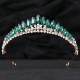 Baroque Red Green Blue Crown Hair Accessories Luxury Big Crystal Tiara For Women Wedding Headdress Bridal Pageant Hair Jewelry