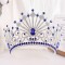 Baroque Silvercolor Blue Crown Hair Accessories Luxury Big Crystal Tiara For Women Wedding Headdress Bridal Pageant Hair Jewelry