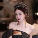 Baroque Women Black Purple Crown Crystal Handmade Beaded Rhinestone Tiaras Bridal Wedding Party Banquet Dress Hair Accessories