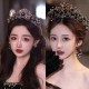 Baroque Women Black Purple Crown Crystal Handmade Beaded Rhinestone Tiaras Bridal Wedding Party Banquet Dress Hair Accessories