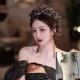 Baroque Women Black Purple Crown Crystal Handmade Beaded Rhinestone Tiaras Bridal Wedding Party Banquet Dress Hair Accessories