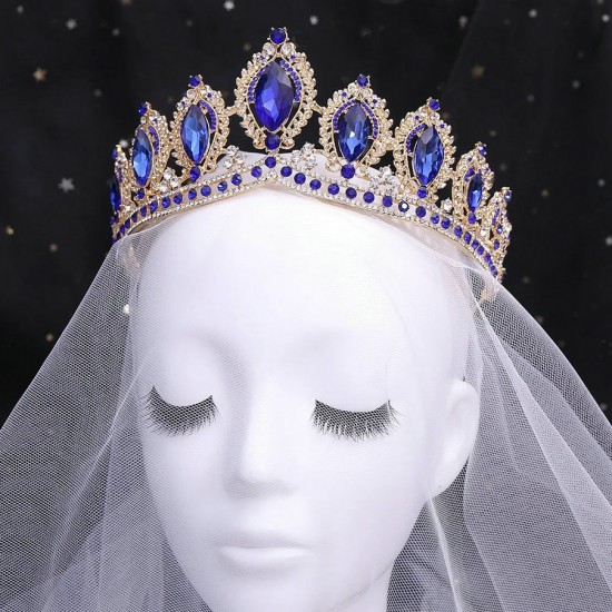 Big Rhinestone Gold Color Crystal Tiaras Crowns For Wedding Bride Party Diadems Head Ornaments Fashion Accessories Headdress