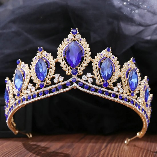 Big Rhinestone Gold Color Crystal Tiaras Crowns For Wedding Bride Party Diadems Head Ornaments Fashion Accessories Headdress