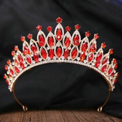 Big Rhinestone Gold Color Tiaras And Crowns For Wedding Bride Party Crystal Diadems Head Ornaments Fashion Accessories Headdress