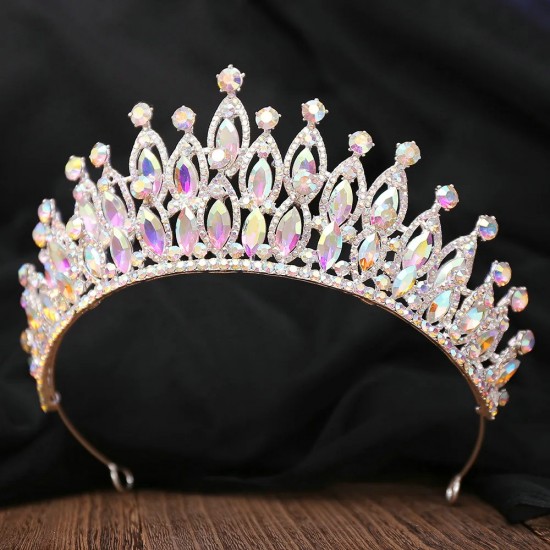 Big Rhinestone Gold Color Tiaras And Crowns For Wedding Bride Party Crystal Diadems Head Ornaments Fashion Accessories Headdress