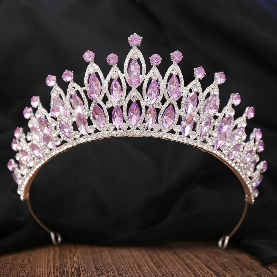 Big Rhinestone Gold Color Tiaras And Crowns For Wedding Bride Party Crystal Diadems Head Ornaments Fashion Accessories Headdress