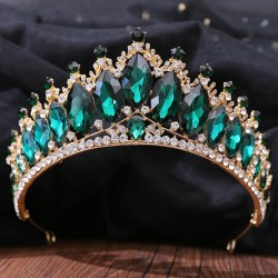 Bridal Hairwear Green Crystal Tiaras and Crowns for Women Wedding Bridal Hair Accessories Baroque Rhinestone Head Jewelry Diadem